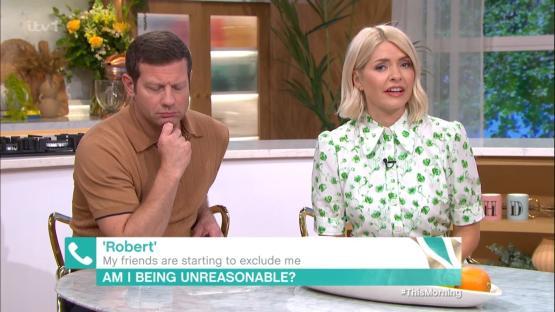 Holly Willoughby and Dermot O'Leary on This Morning discussing a viewer's question about being excluded by friends.