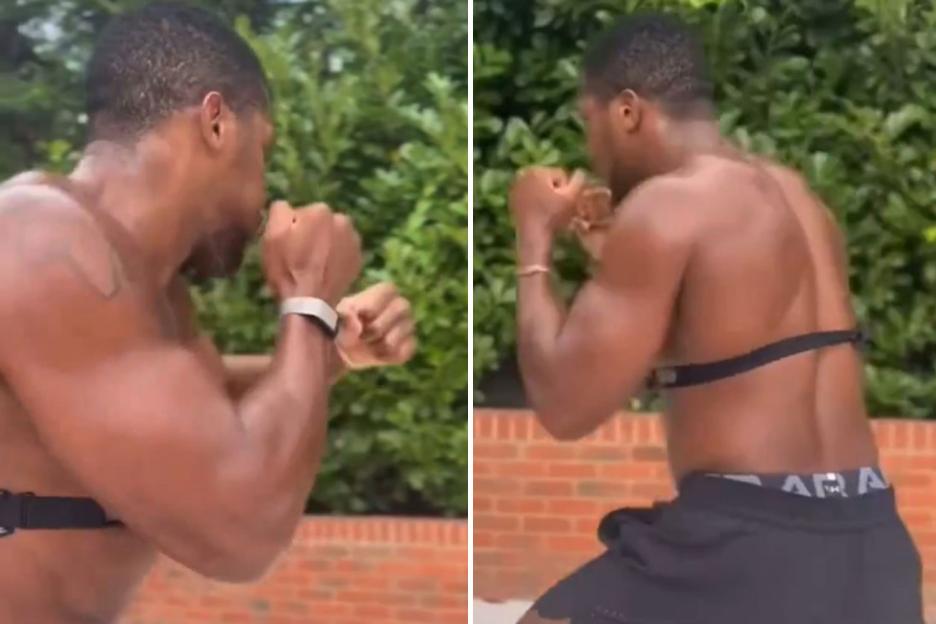 Hulking Anthony Joshua shows off shadow boxing in training as Eddie Hearn reveals new date for Jake Paul fight