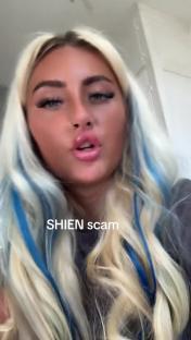Woman warning about a Shein scam.