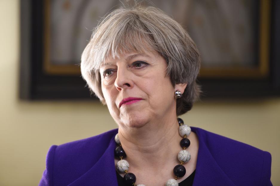 Theresa May at a reception at 10 Downing Street.