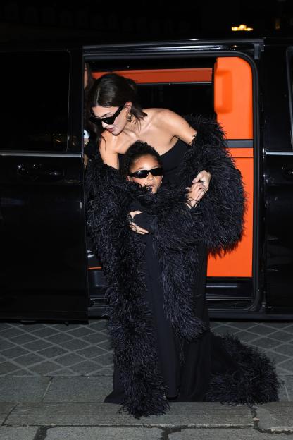 Kylie Jenner and Stormi Webster attending the Valentino Haute Couture Spring/Summer 2024 show.