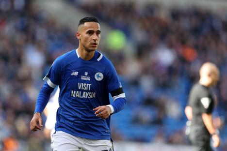 Anwar El Ghazi of Cardiff City during a soccer match.