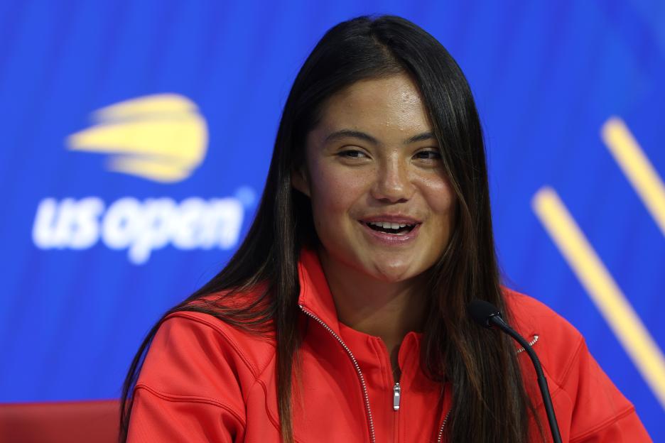 Emma Raducanu at a US Open press conference.