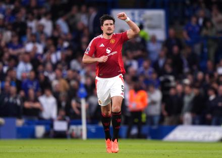 Harry Maguire of Manchester United celebrating a goal.