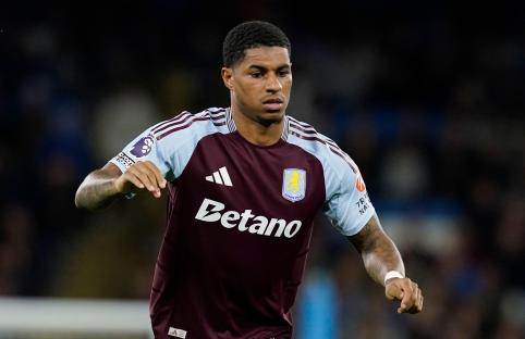Marcus Rashford of Aston Villa playing in a soccer match.