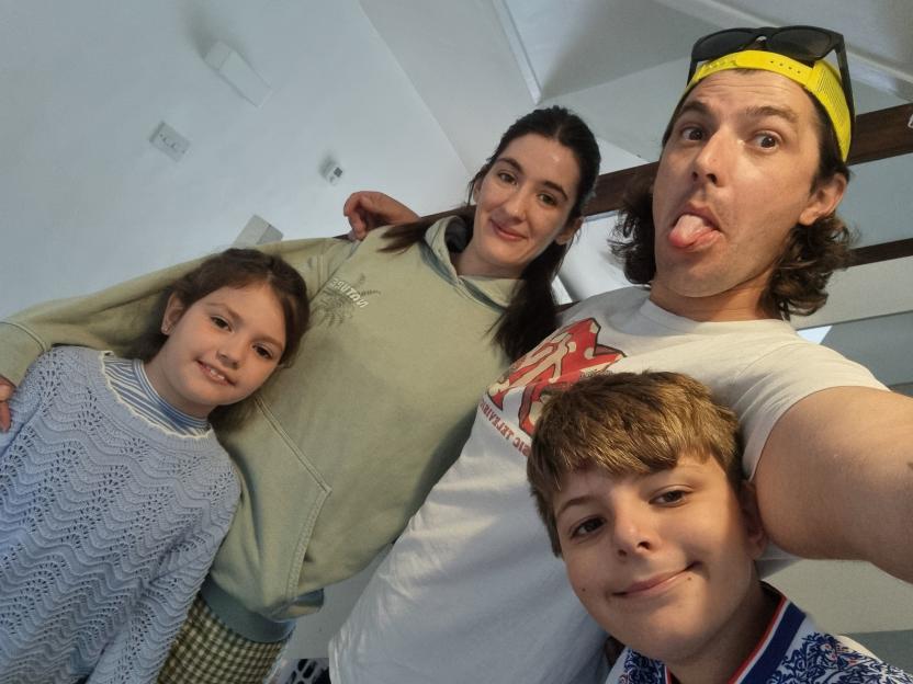 Family portrait of a couple and their two children.