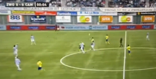 Soccer game in progress.