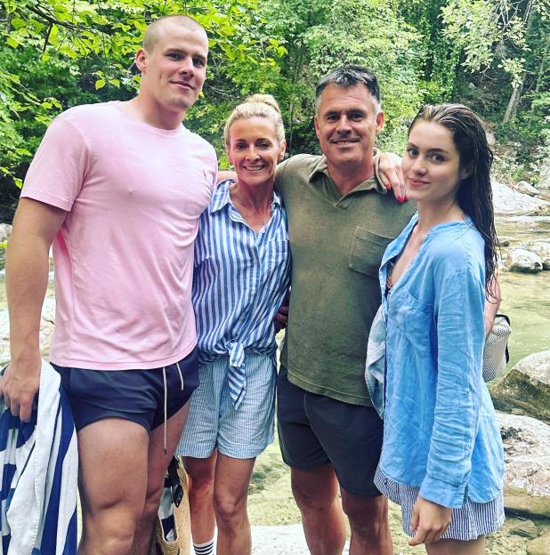 Gabby Logan and her husband Kenny with twins Reuben and Lois.