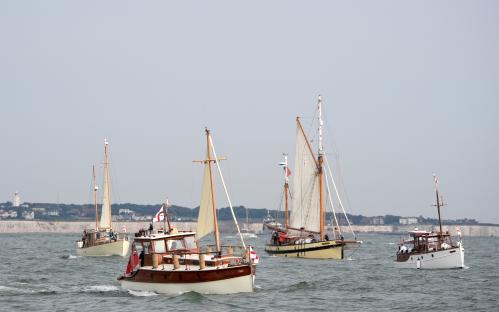 Flotilla of Little Ships sailing out of Ramsgate to commemorate the 85th anniversary of Operation Dynamo.