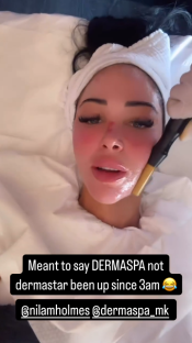 Woman receiving a Dermaspa facial treatment.