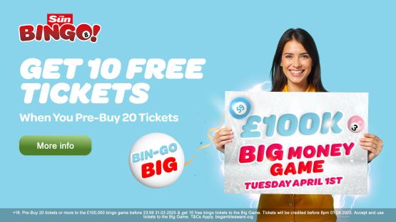 How to get free tickets for Sun Bingo’s £100,000 game