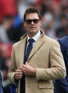 Tom Brady, minority owner of Birmingham City, at a soccer match.