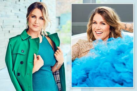 Susanna Reid, 54, wows in figure-hugging blue dress with green trench