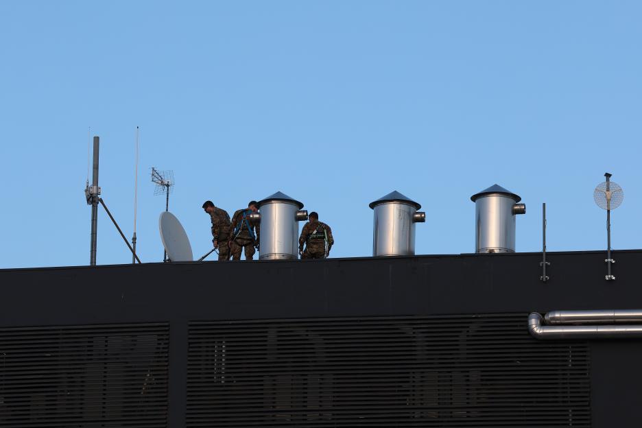 Police Snipers Take Position on Stadium Roof as Drones and Water Cannons Prepare for High-Stakes World Cup Qualifier