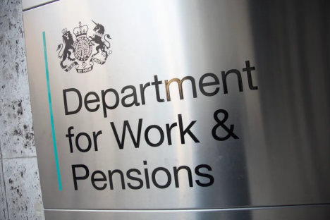 Department for Work & Pensions sign.