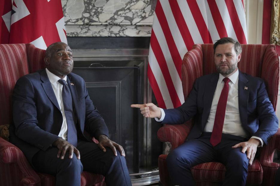 Vice President JD Vance and Britain's Foreign Secretary David Lammy in a meeting.