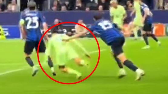 ‘Uefa should look into it’ – Watch Barcelona star get bundled over three times in FOUR SECONDS as he demands ref probe