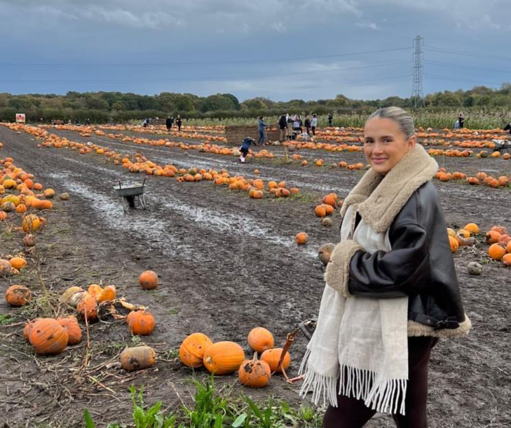 Pregnant Molly-Mae Hague at a pumpkin patch.