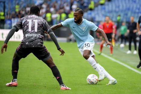 Nuno Tavares of SS Lazio competing for the ball during a soccer match.