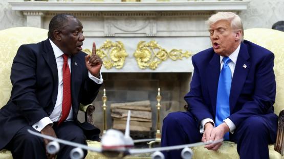 Moment Trump ‘ambushed’ South African president with ‘white persecution’ video at Oval Office