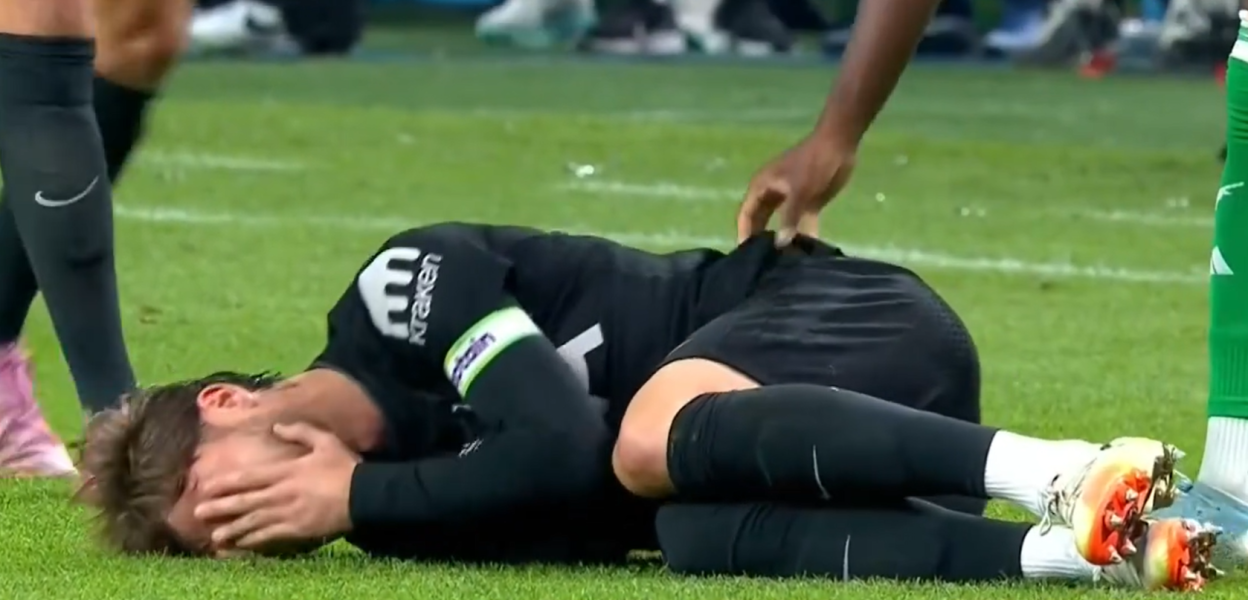 Distraught James Maddison stretchered off with head in hands after devastating injury with Spurs team-mates left worried