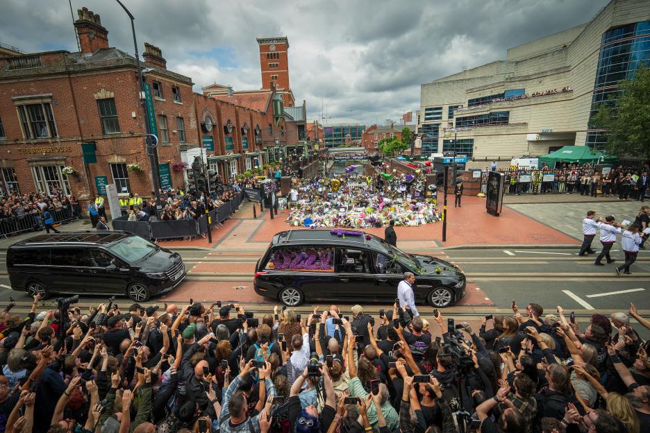 Ozzy Osbourne's funeral procession in Birmingham, England.