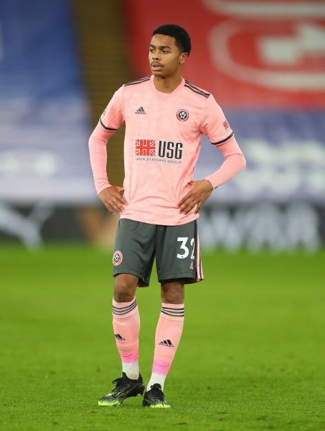 Antwoine Hackford of Sheffield United at a Premier League match.