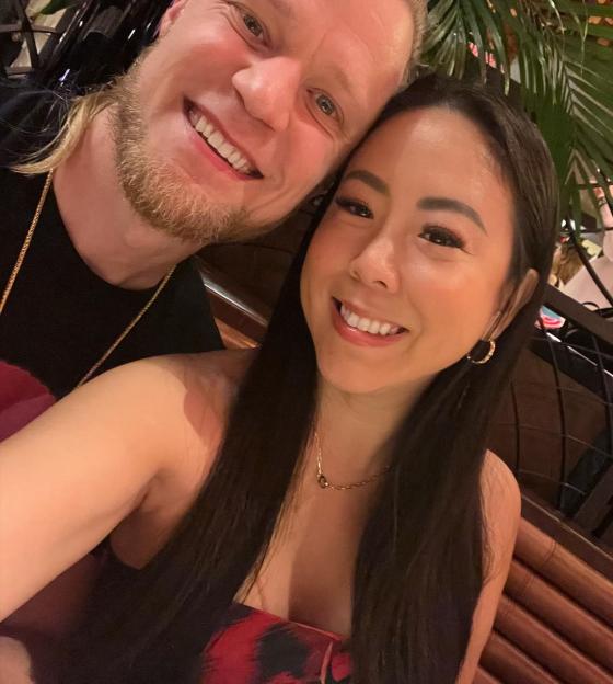 Couple posing for a selfie.