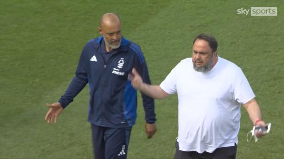 Screengrab of Nottingham Forest manager and owner arguing.