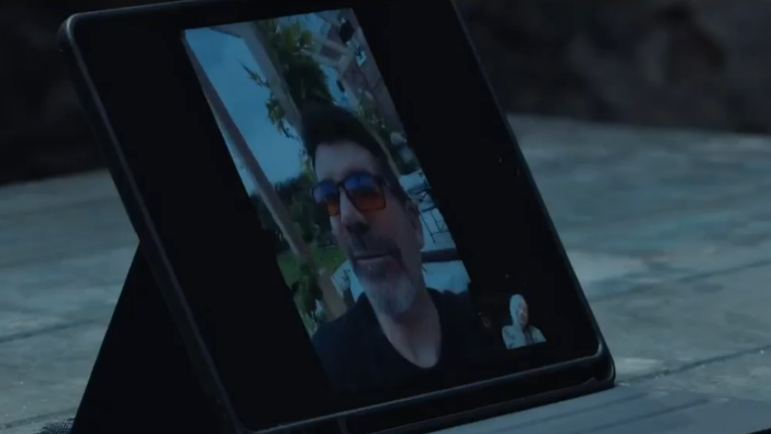 Tablet displaying a video call.