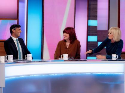 Rishi Sunak, Prime Minister, with Janet Street-Porter and Jane Moore on the Loose Women TV show.