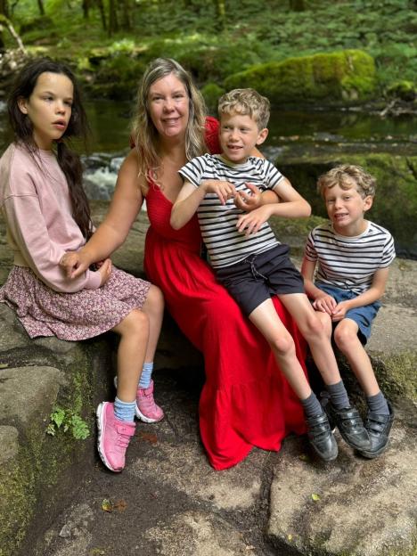 Kate Skelton with her daughter Annabelle and twin sons Oliver and James.