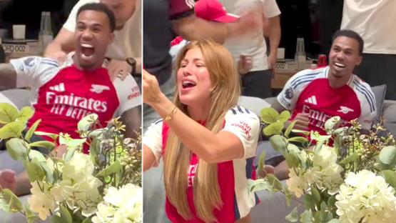 ‘Mind his leg FFS’ – Moment Gabriel’s friends and family go wild celebrating win over Real Madrid sparking fear in fans