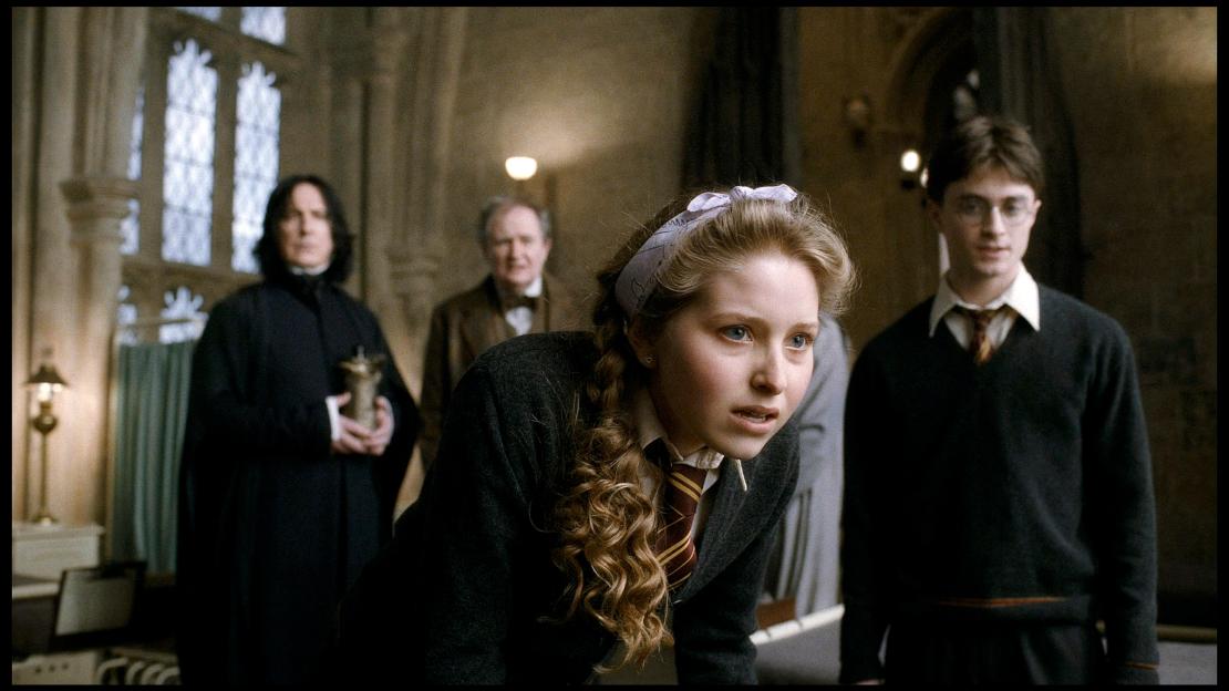 Jessie Cave as Lavender Brown with Harry Potter.