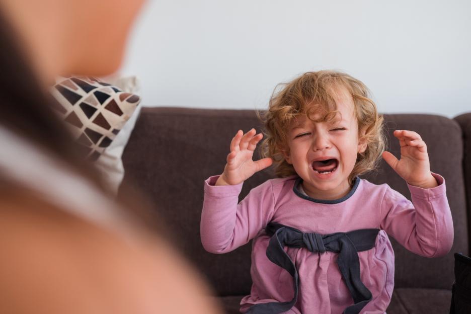 Toddler crying loudly.