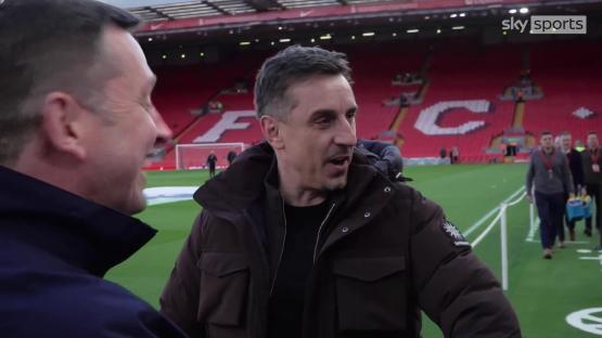 Jamie Carragher being interviewed at Anfield.