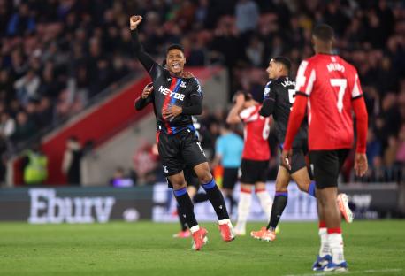 Matheus Franca of Crystal Palace celebrates scoring a goal.