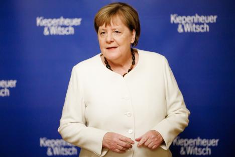 Angela Merkel at a book presentation.