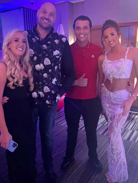 Venezuela Fury with Paris and Tyson Fury and an unnamed man, celebrating her engagement.