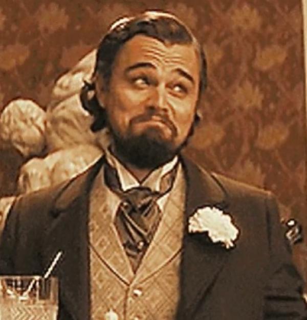 Leonardo DiCaprio in a scene from a film.
