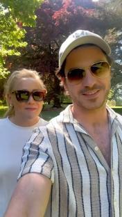 Amy Walsh and her husband in a park.