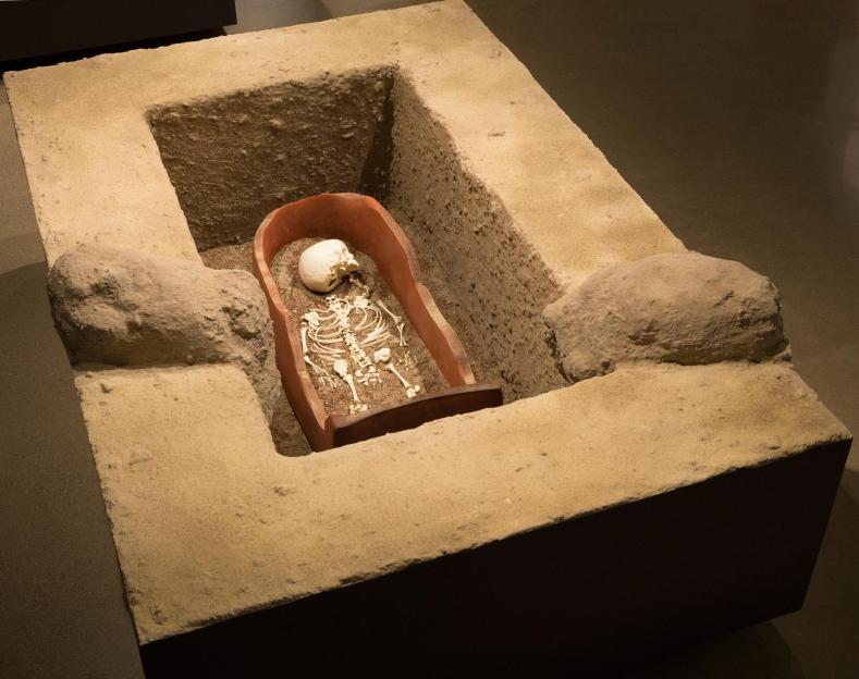 Model replica of a child's sarcophagus found at Gabii
