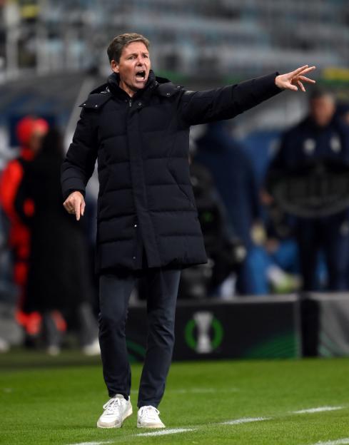 Oliver Glasner, Manager of Crystal Palace, gestures during the UEFA Conference League 2025/26 League Phase MD1 match.