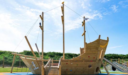 Wooden playground ship.