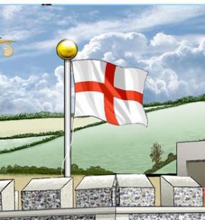Illustration of a St. George's flag on a flagpole.