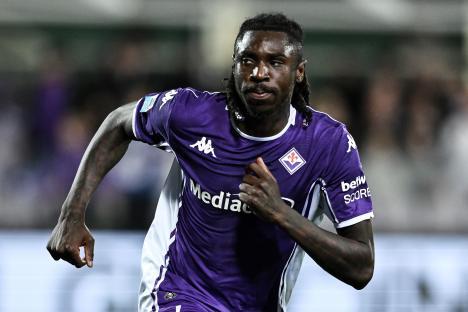 Moise Kean of ACF Fiorentina celebrating a goal.