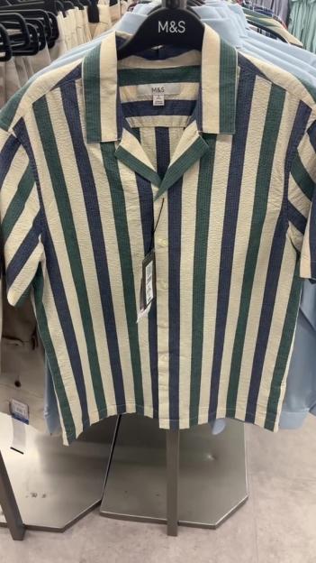 M&S striped shirt on display.