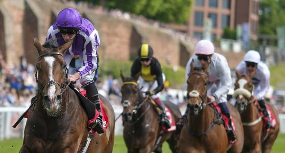 Jockey Ryan Moore riding Illinois wins The Ladbrokes Big-Value Ormonde Stakes.