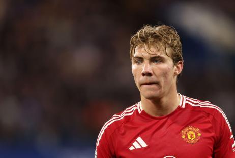 Rasmus Hojlund of Manchester United in a soccer match.