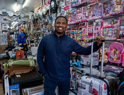 Shop owner Irshad Muhammed in his Wembley shop.